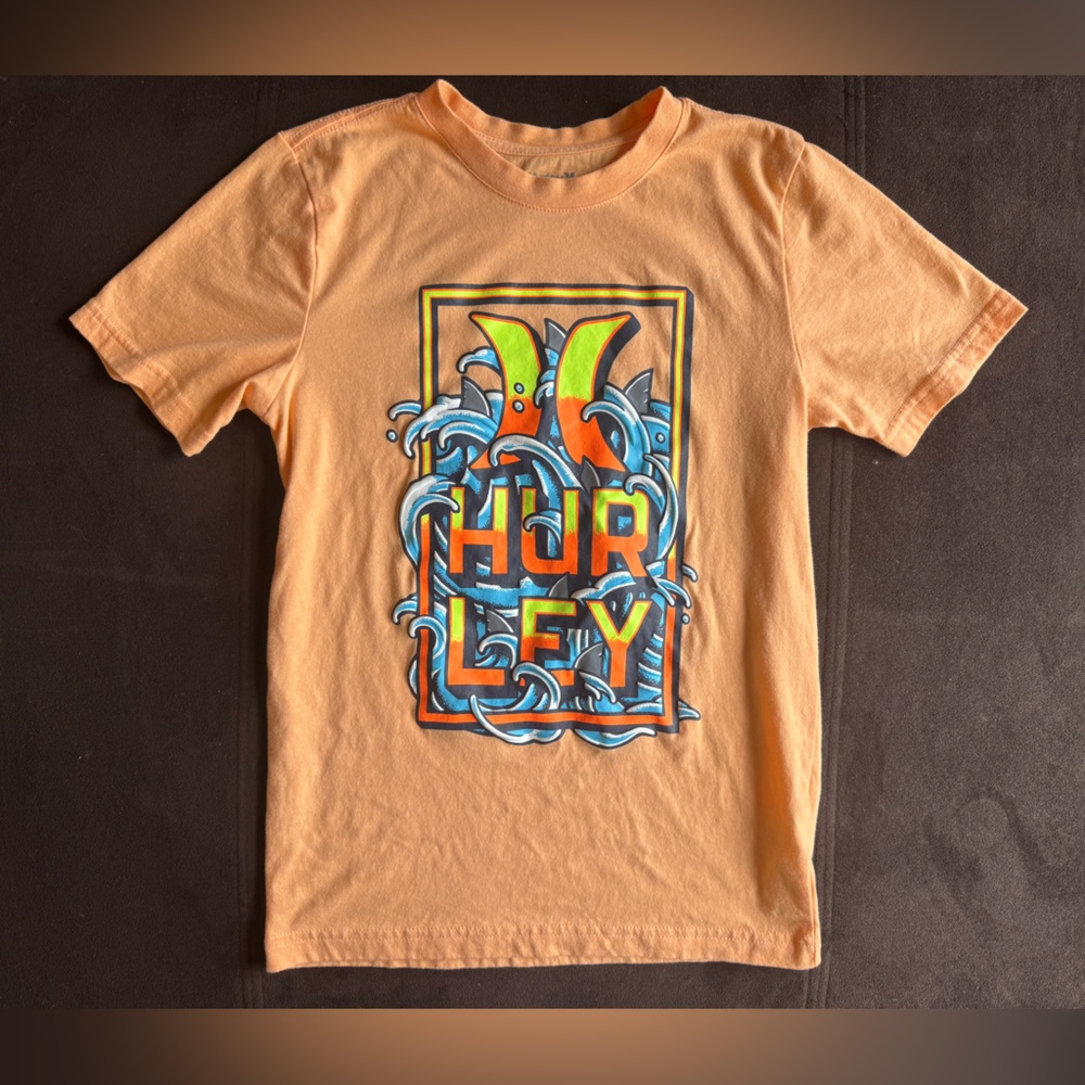 Hurley Surf Orange Boys Textured Graphic T-Shirt